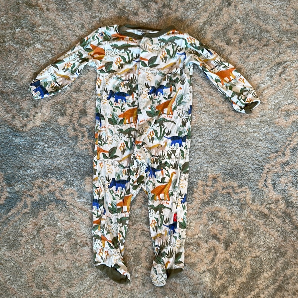 Magnetic me 3-6 months dinosaur onesie.
